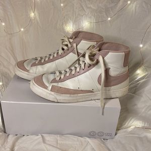 Barely worn, customized Nike Blazer Mid ‘77 Cozi, pastel pink and white
